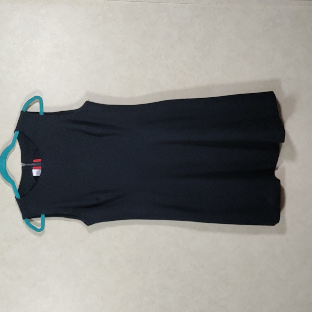 01175 Spanx black knit Perfect Fit & Flare sleeveless dress L